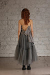 Marc Le Bihan patchwork layered skirt France Handmade MLB-2583-DUSTY GREY